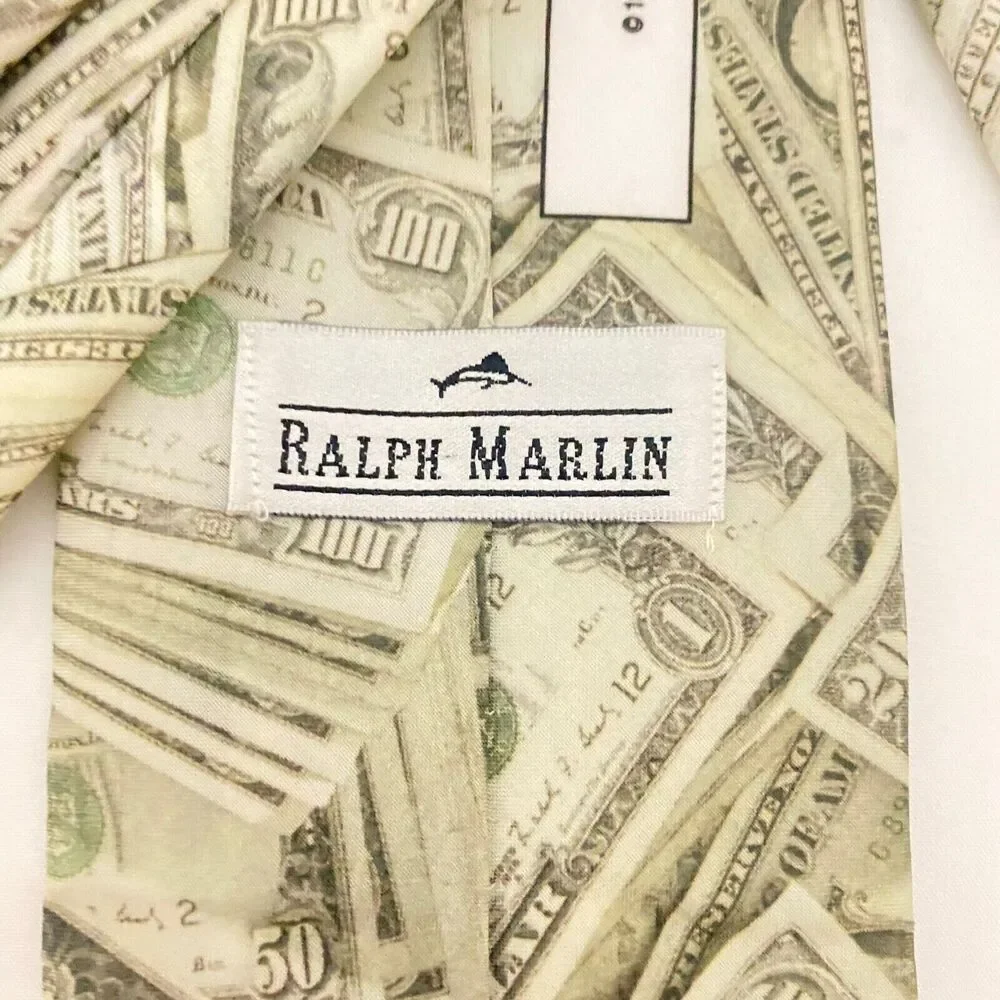 #5645 Ralph Marlin Mens Money Novelty dollas Necktie, Tie 56X3.75
